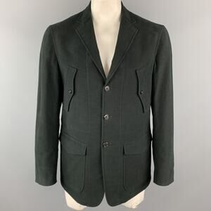 BELVEST Size 42 Black Cotton / Elastane Notch Lapel Patch Pockets Jacket